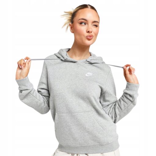 Bluza sportowa Nike Sportswear z kapturem szara wygodna dresowa unisex XL - obrazek 3