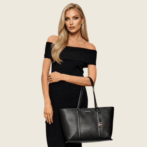 Torba Michael Kors Temple Shopper z czarnej skóry, format A4, 30R4G1LT3L - obrazek 13