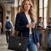 Torba Michael Kors Temple Shopper z czarnej skóry, format A4, 30R4G1LT3L - obrazek 17